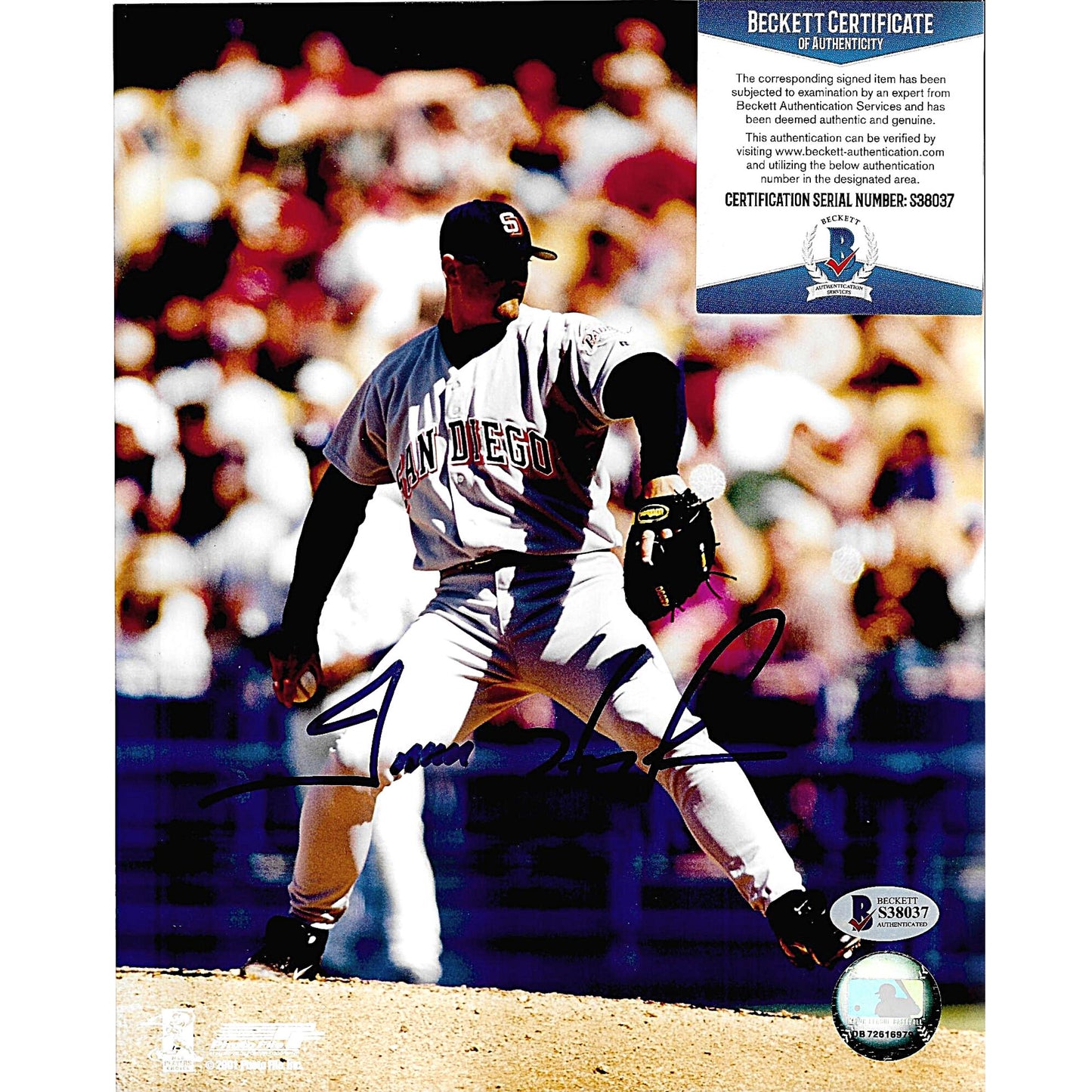 Baseballs- Autographed- Trevor Hoffman Signed San Diego Padres 8x10 Photo Beckett Authentication Services BAS S38037 - 101