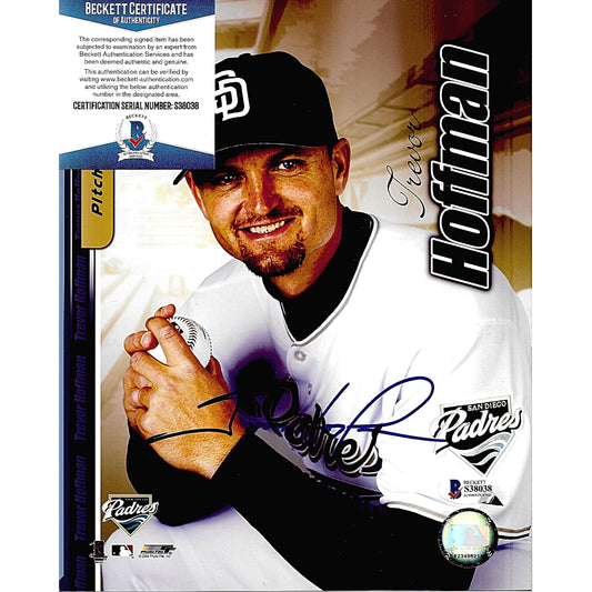 Baseballs- Autographed- Trevor Hoffman Signed San Diego Padres Studio 8x10 Photo Beckett Authentication Services BAS S38038 - 101a
