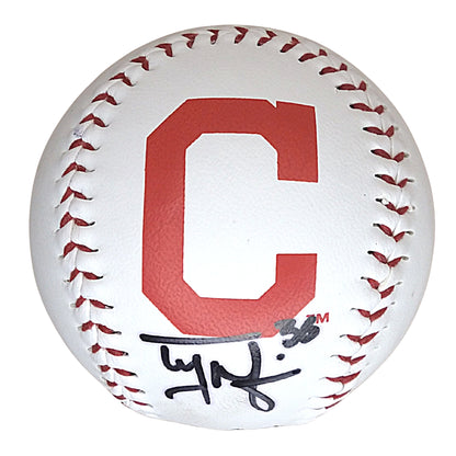 Baseballs- Autographed- Tyler Naquin Signed Cleveland Indians Logo ROMLB Baseball - Proof Photo - Beckett BAS Authentication - 101