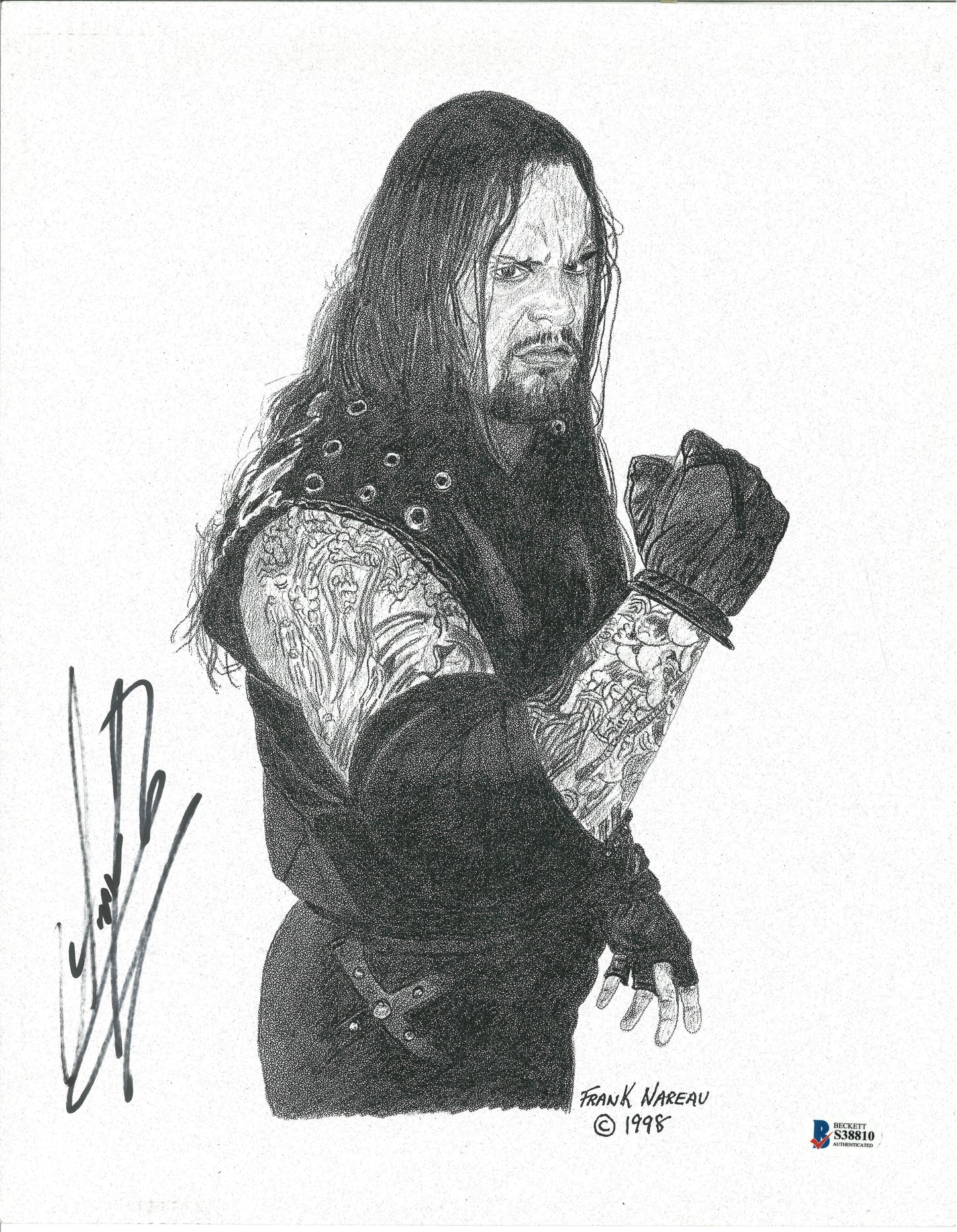 WWE- Autographed- The Undertaker Signed Frank Nareau 11x14 Inch Artwork Print Beckett Certified Authentic 102