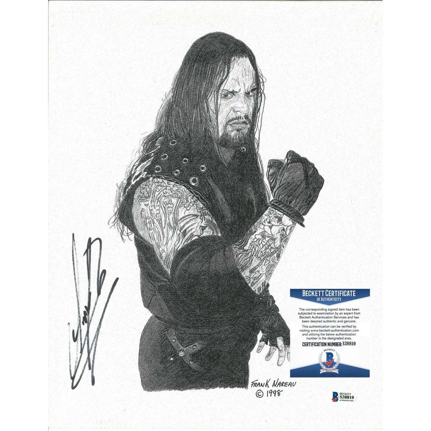 WWE- Autographed- The Undertaker Signed Frank Nareau 11x14 Inch Artwork Print Beckett Certified Authentic 101