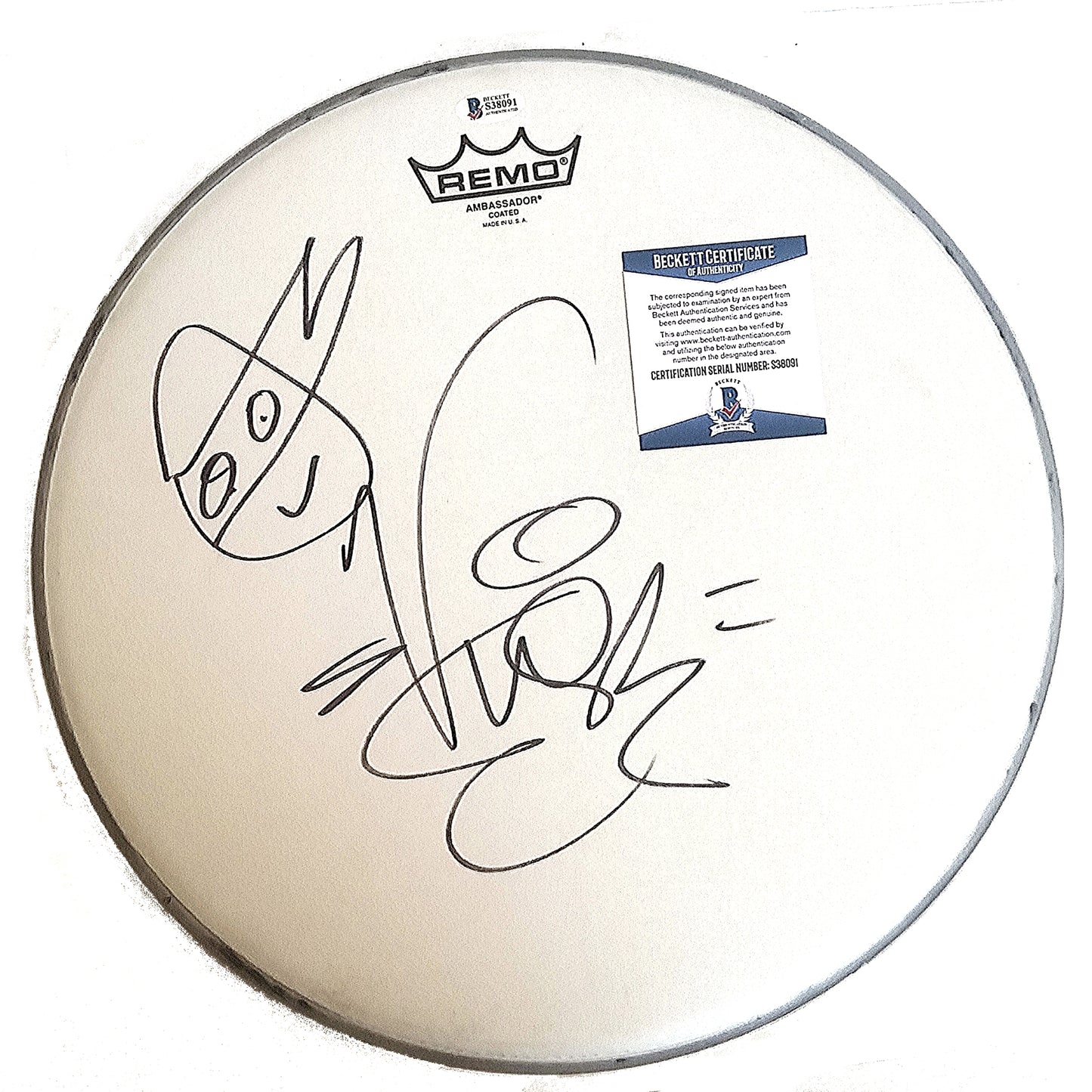 Music- Autographed- Vanilla Ice Signed Drumhead with Teenage Mutant Ninja Turtles Artwork Sketch - Beckett BAS - 101