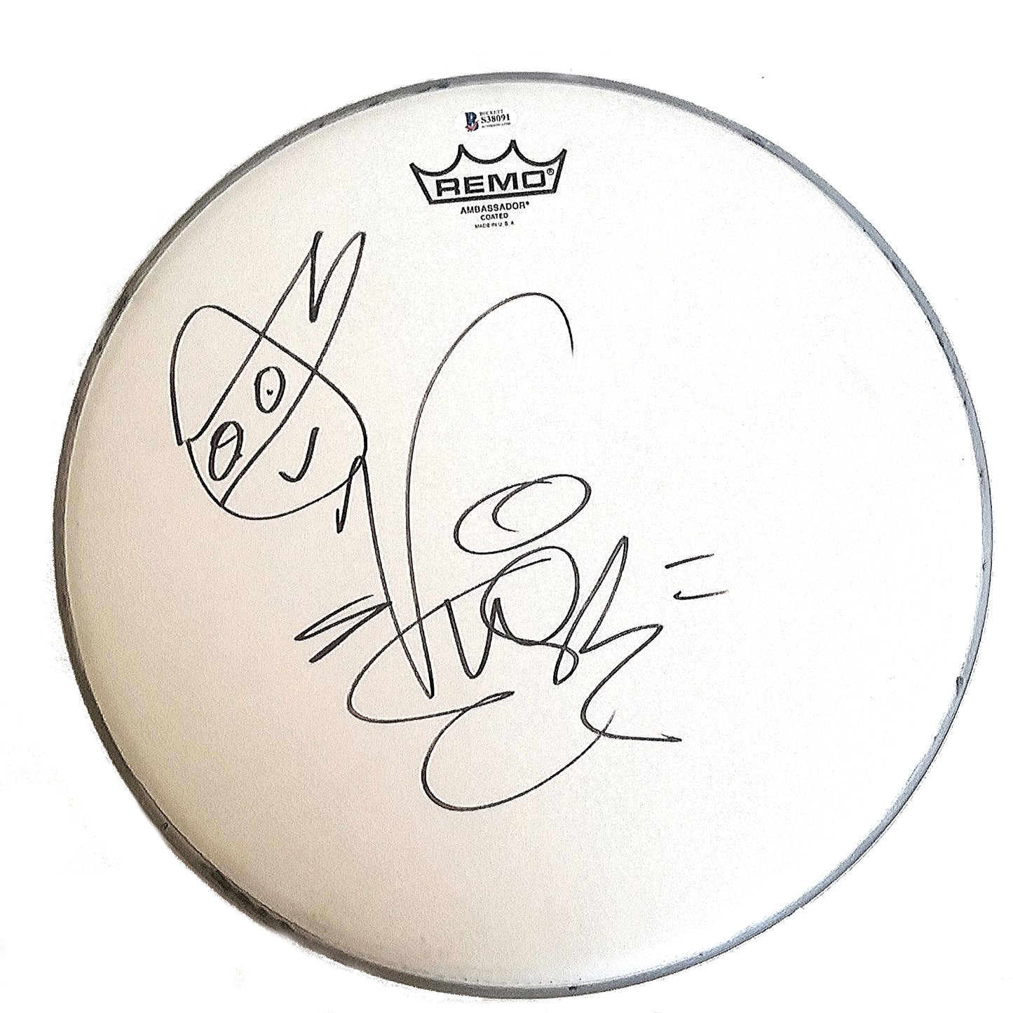 Music- Autographed- Vanilla Ice Signed Drumhead with Teenage Mutant Ninja Turtles Artwork Sketch - Beckett BAS - 102