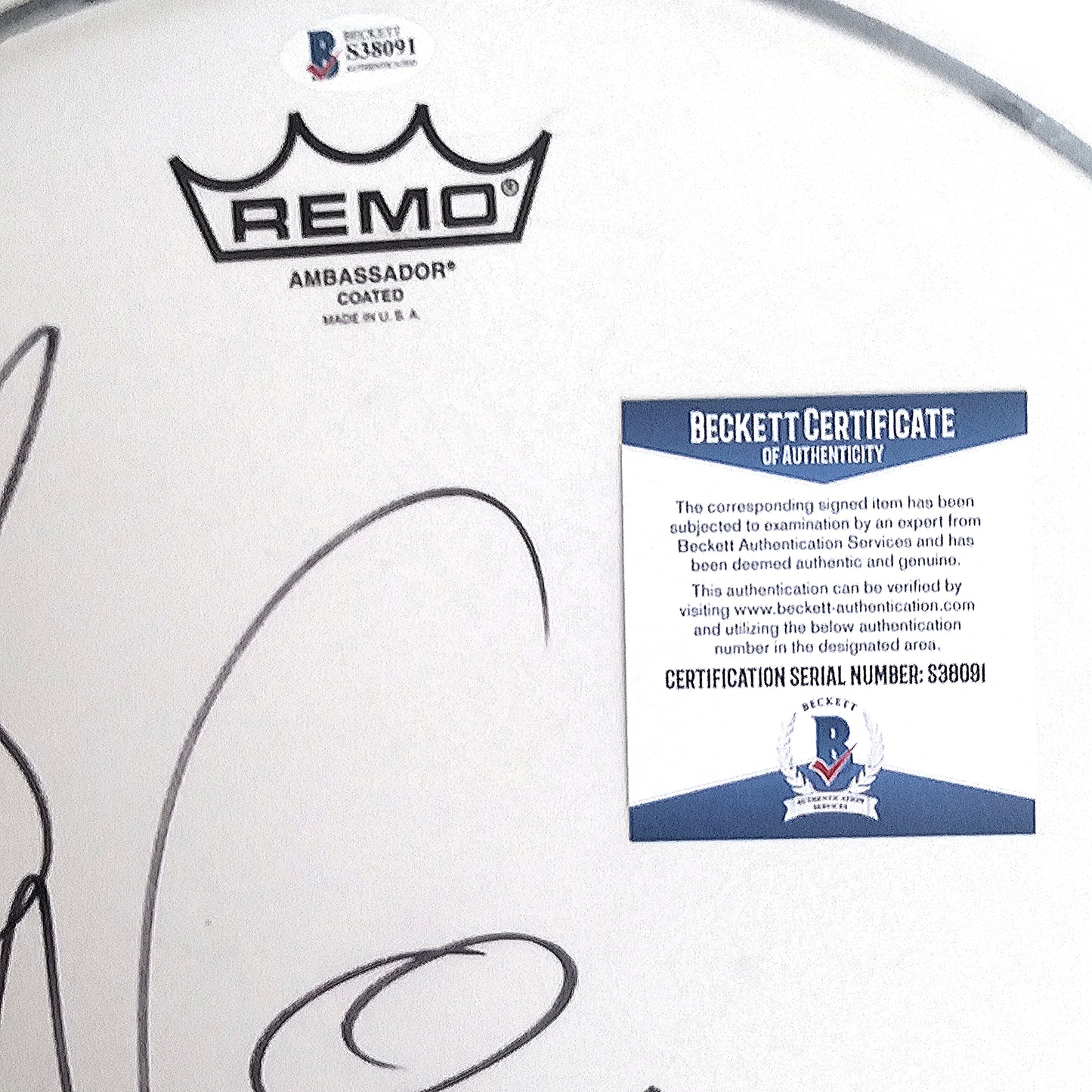 Music- Autographed- Vanilla Ice Signed Drumhead with Teenage Mutant Ninja Turtles Artwork Sketch - Beckett BAS - 104