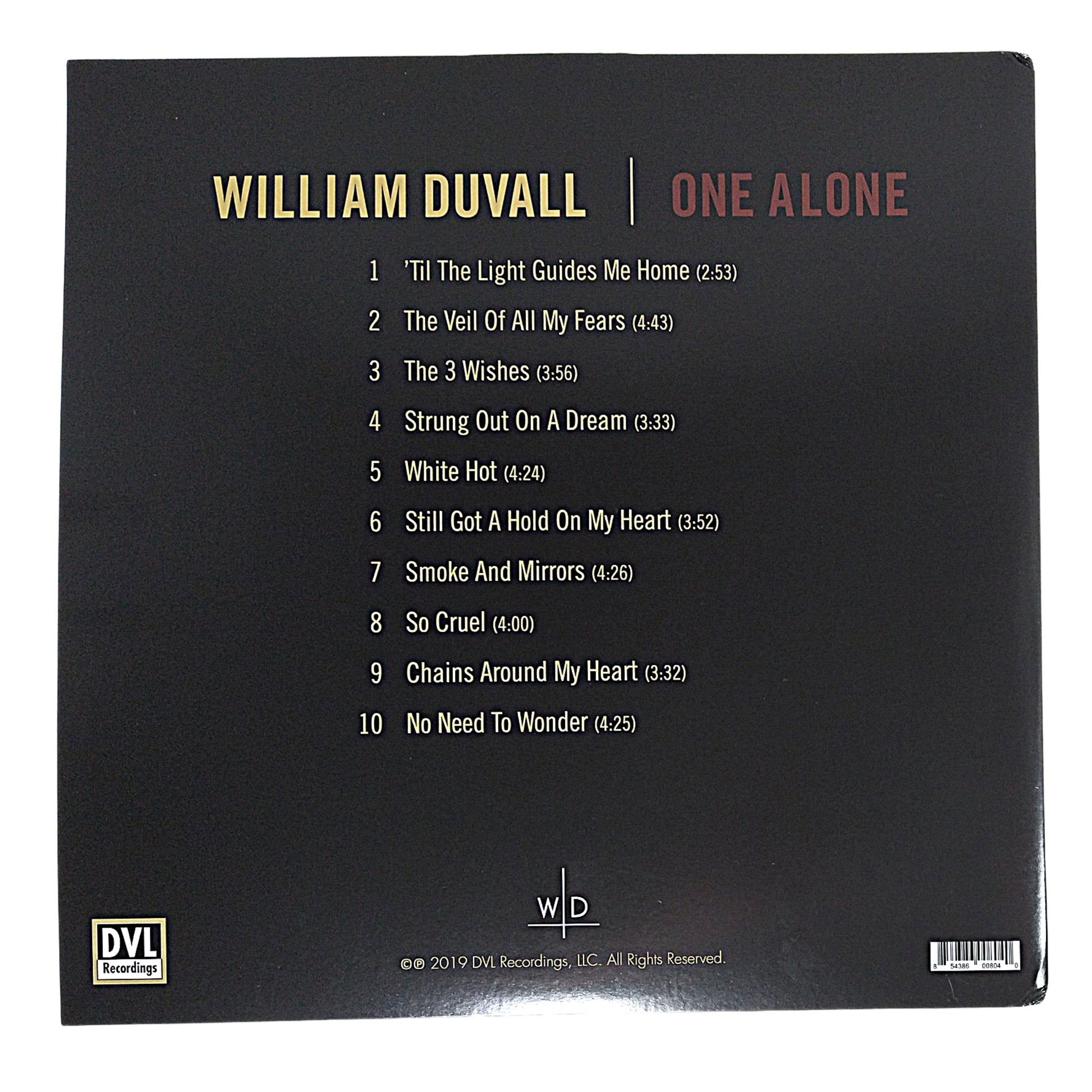 Music- Autographed- William Duvall Signed One Alone Vinyl Record Album Cover Beckett BAS Authentication 106