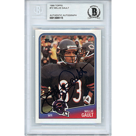 Footballs- Autographed- Willie Gault Signed Chicago Bears 1988 Topps Football Card Beckett BAS Slabbed 00013695115 - 101