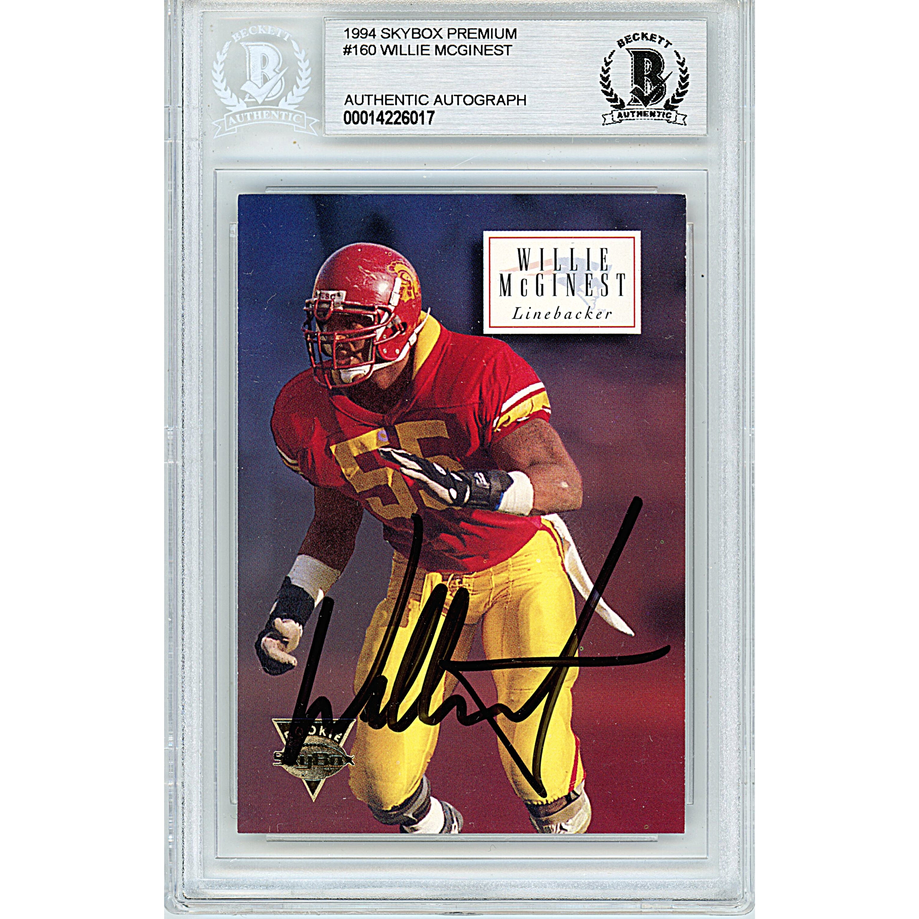 Willie McGinest autographed trading card – full view – Beckett COA