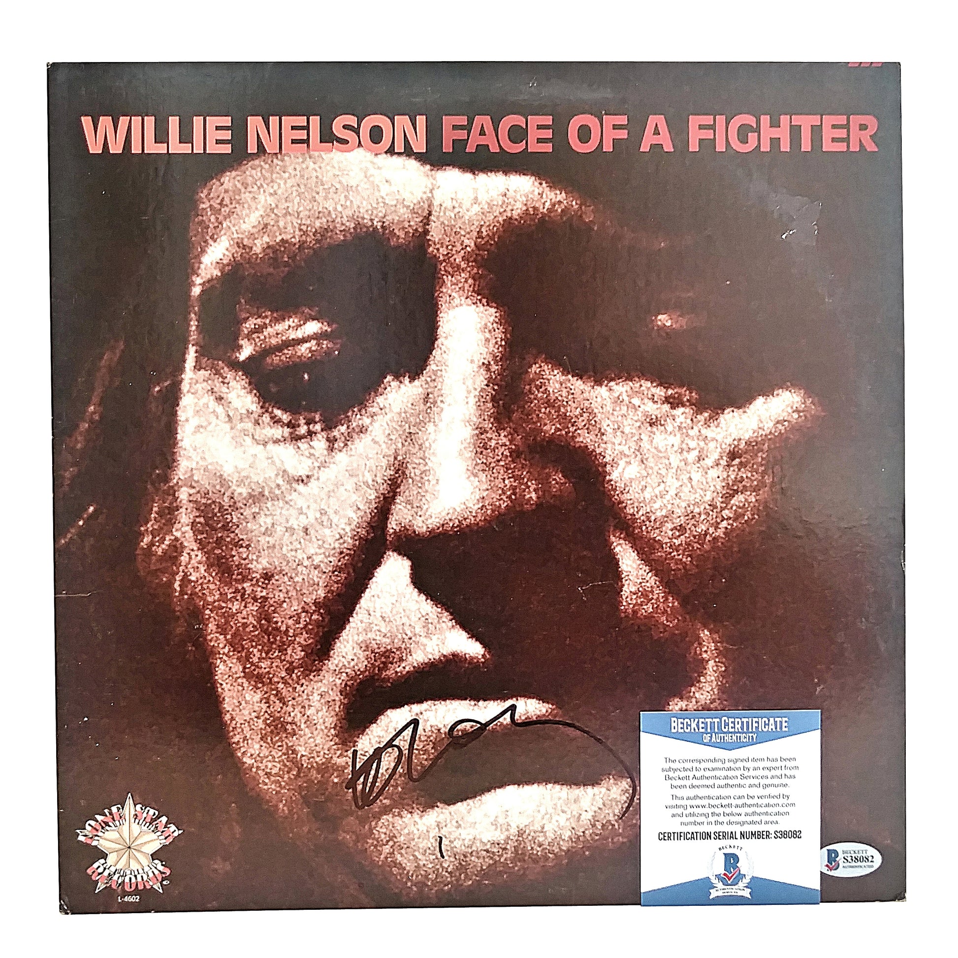 Music- Autographed- Willie Nelson Signed Face of A Fighter LP Record Album Cover Proof - Beckett BAS 201