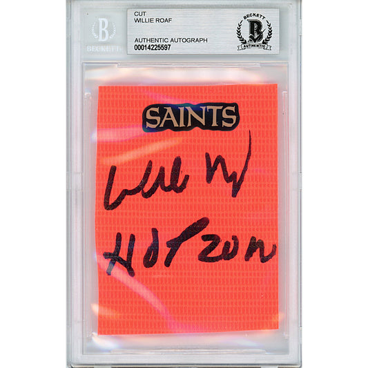 Footballs- Autographed- Willie Roaf Signed New Orleans Saints Football End Zone Pylon Piece Beckett BAS Slabbed 00014225597 - 101a