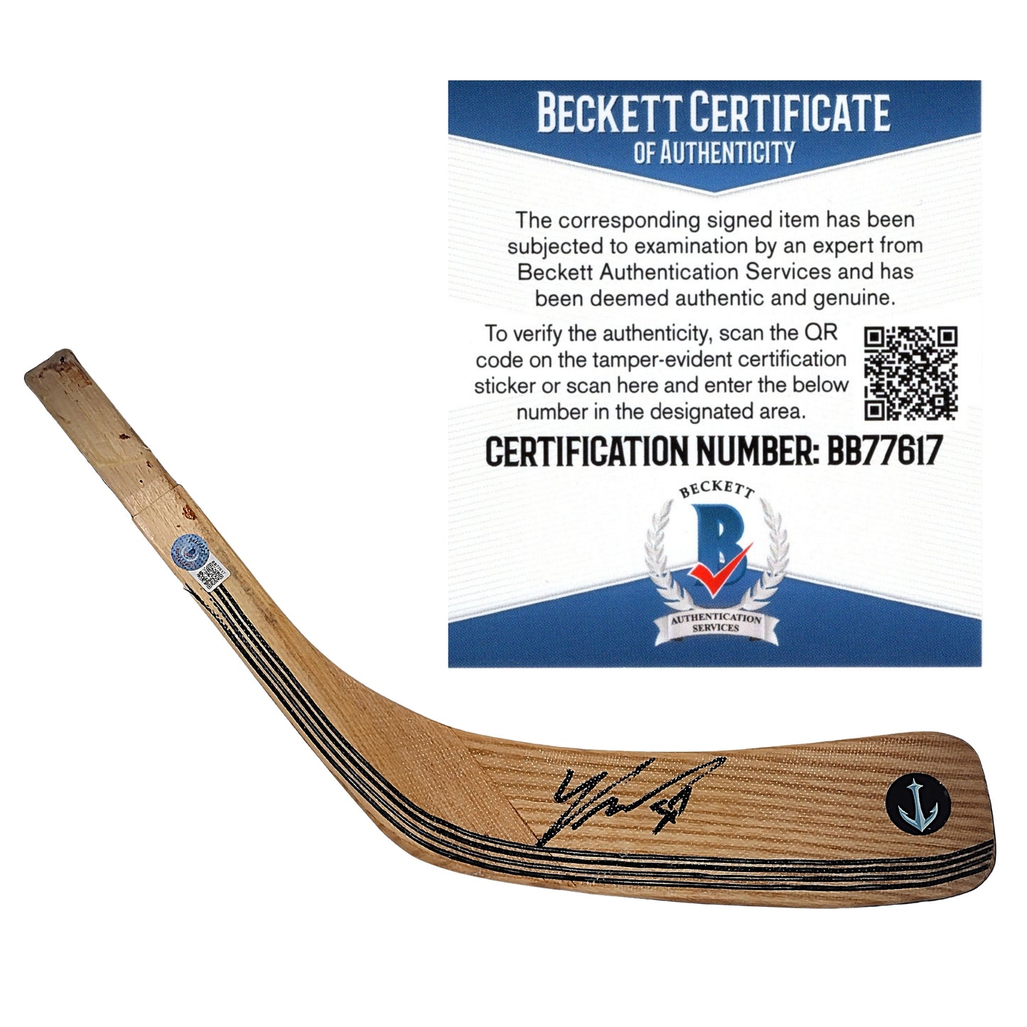 Hockey- Autographed- Yanni Gourde Signed Seattle Kraken Hockey Stick Blade Beckett Authentication 101